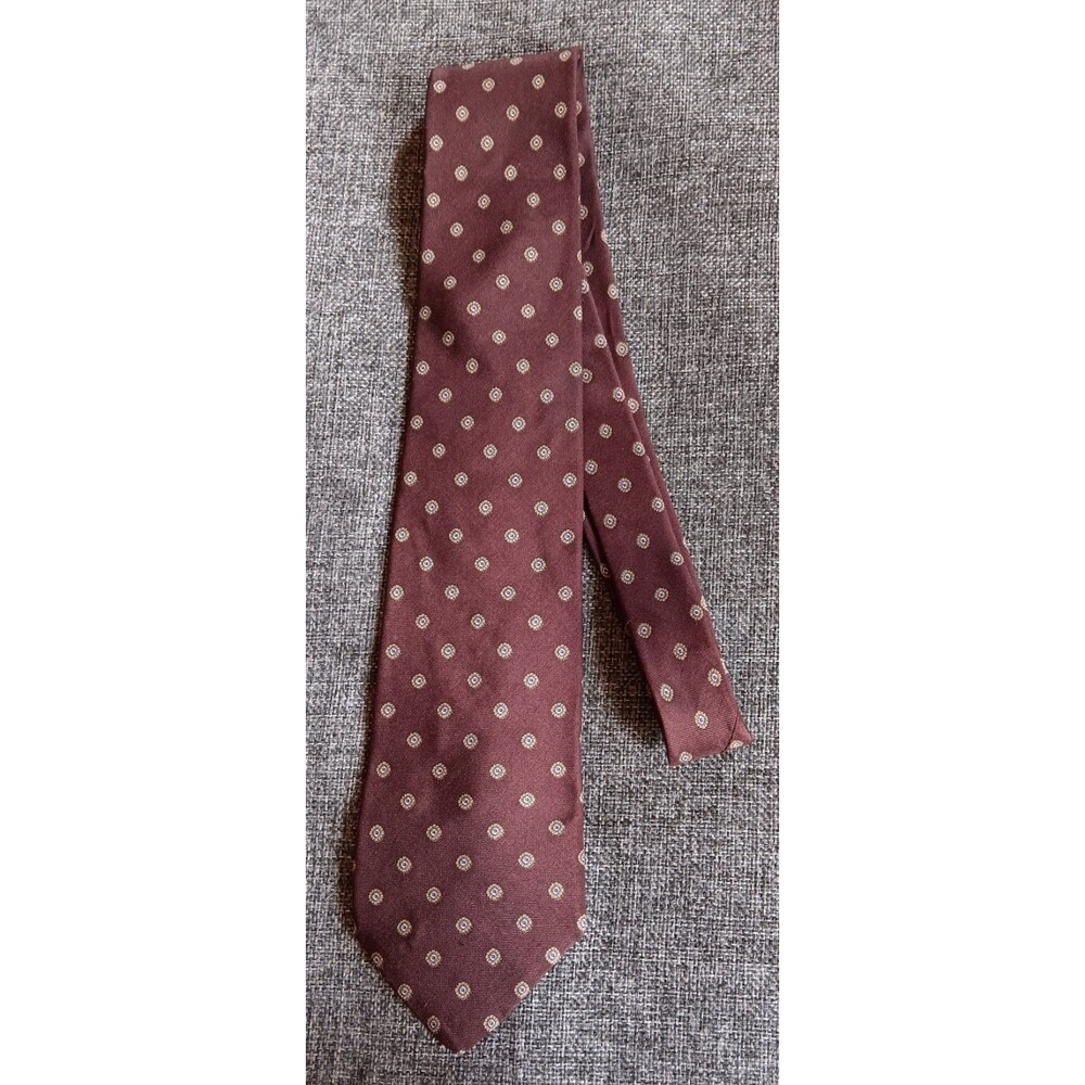 Dress Tie 70s 80s 90s Y2K Mens Giacomo Brown Polka Dot silk 3.25 Wide 57 Long